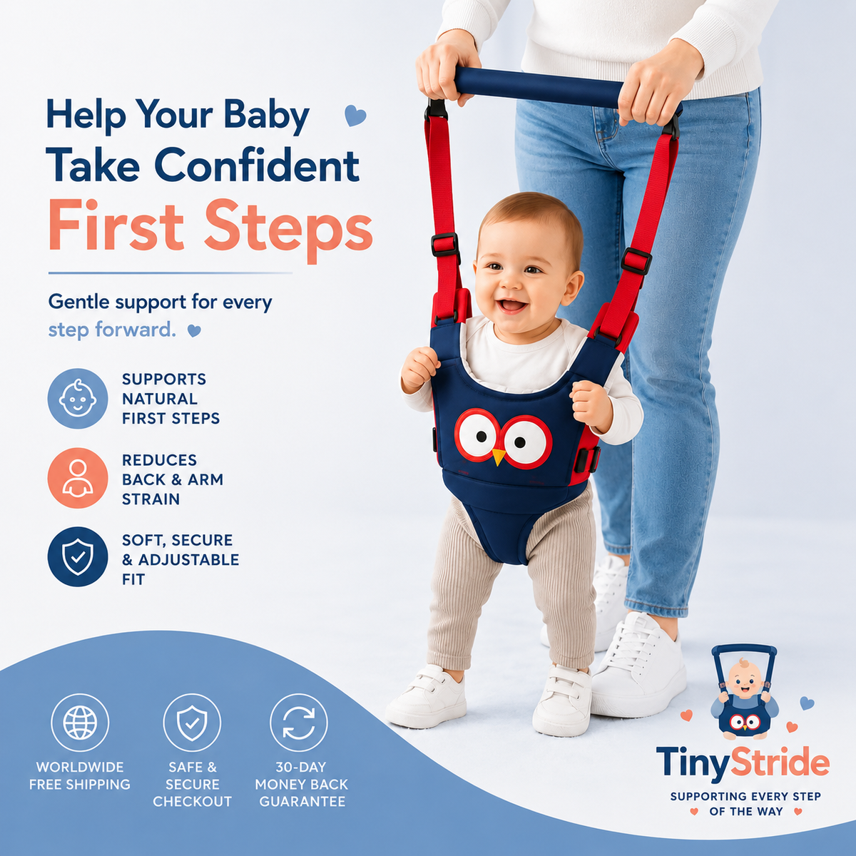 TinyStride™ Baby Walking Support Harness + FREE Feeding Bottle